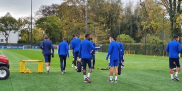 Premier entraînement sur les nouveaux terrains