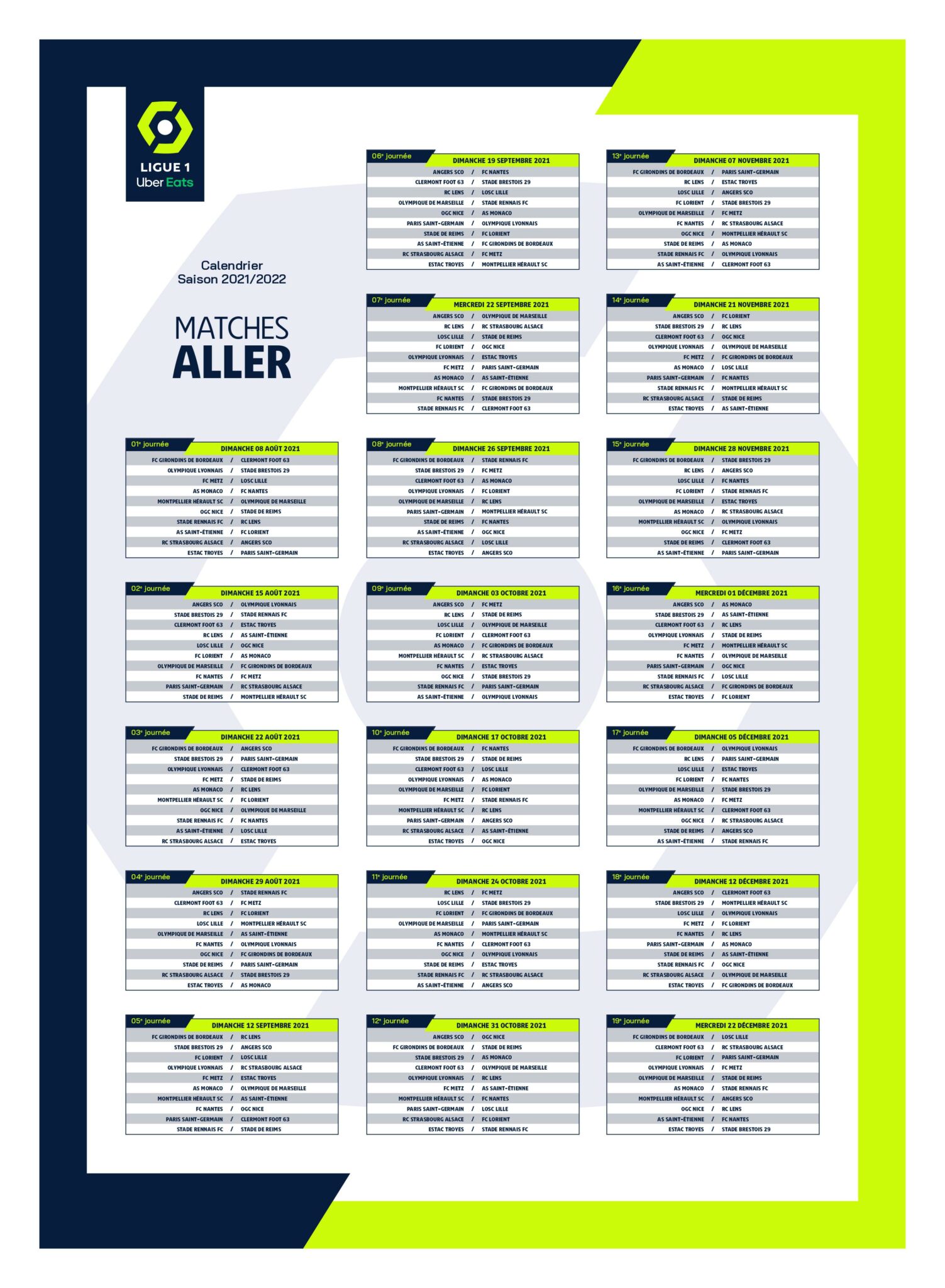 La calendrier complet de la Ligue 1 dévoilé ! - Alsa'Sports