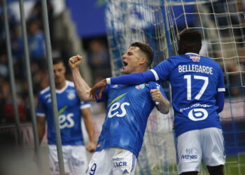 Kévin Gameiro, buteur à la Meinau 13 ans après