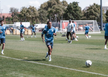 Mathis Amougou présent à l&rsquo;entraînement ce matin