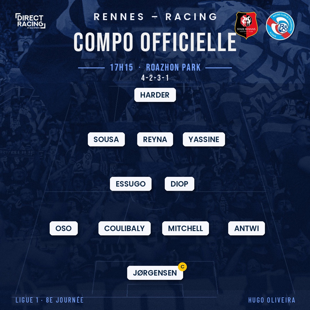 La compo officielle du Racing à Rennes
