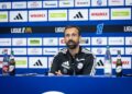 Hugo Oliveira en conférence de presse, conférence de presse du Racing avant Rennes, 23 octobre 2026