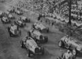 Départ du Grand Prix d’Alsace 1947 sur le circuit de Strasbourg-Neudorf, devant la tribune