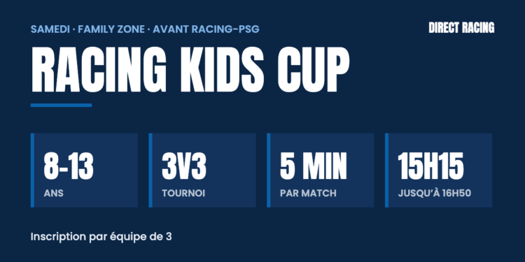Racing Kids Cup : tournoi 3 contre 3 pour les 8-13 ans en Family Zone avant Racing-PSG