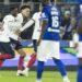 Maghnes Akliouche (n°11) et Ousmane Dembélé célèbrent un but parisien à la Meinau