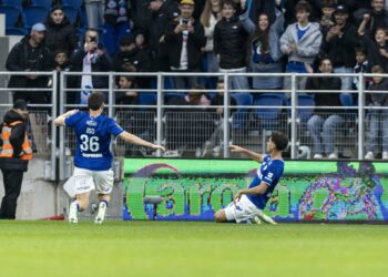 Oso et Giovanni Reyna célèbrent le but devant les supporters