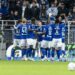 Les joueurs du Racing réunis après l'ouverture du score face au PSG