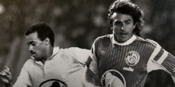 Photo d'archives du Stadium Tour Légendes avec Didier Monczuk et Jean-Jacques Etamé